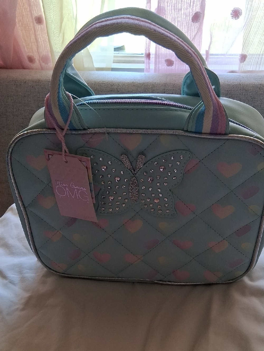 Pastel Blue Quilted Mini Butterfly Bag by